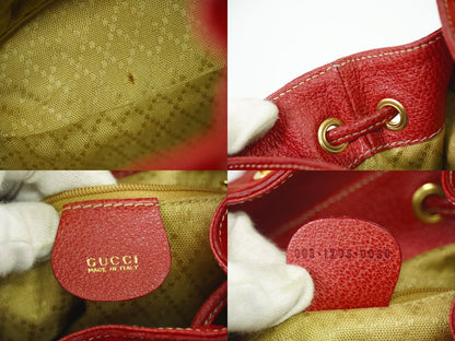 GUCCI Mini Backpack Bamboo Suede Leather Red Authentic