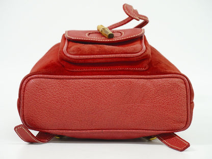 GUCCI Mini Backpack Bamboo Suede Leather Red Authentic