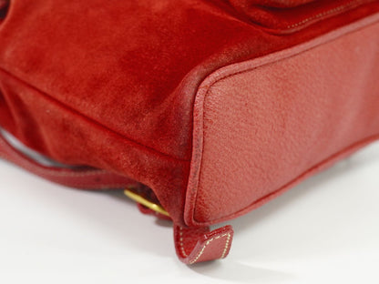 GUCCI Mini Backpack Bamboo Suede Leather Red Authentic