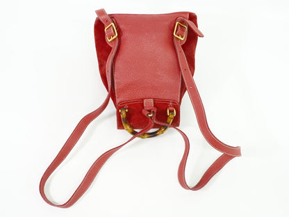 GUCCI Mini Backpack Bamboo Suede Leather Red Authentic