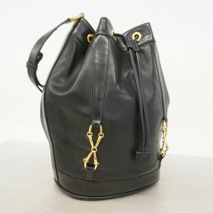 GUCCI Shoulder Bag Purse Old Leather Black Authentic