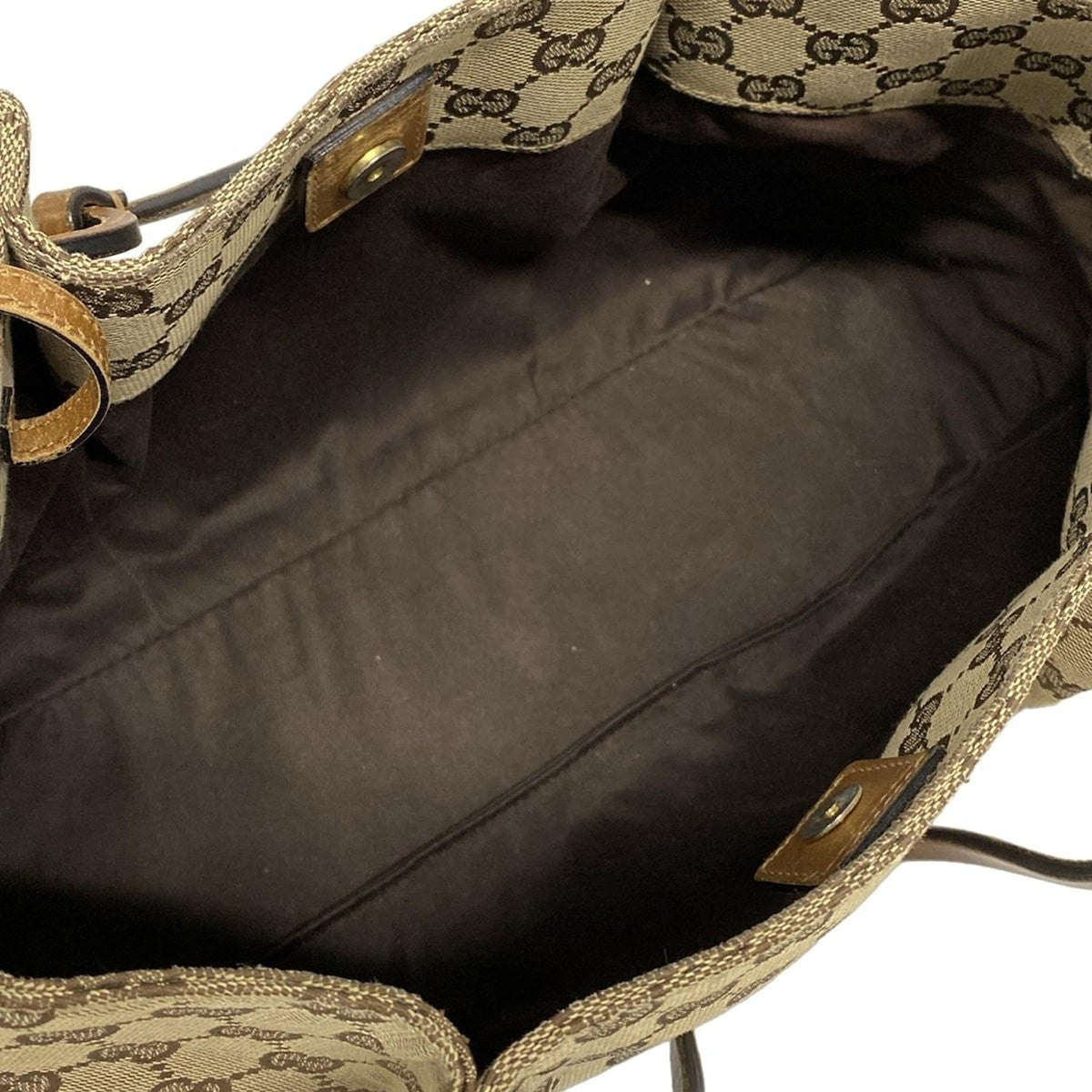 GUCCI Hand Bag Tote Purse GG Jacquard Leather Beige Brown Authentic
