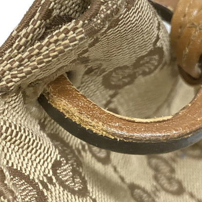 GUCCI Hand Bag Tote Purse GG Jacquard Leather Beige Brown Authentic