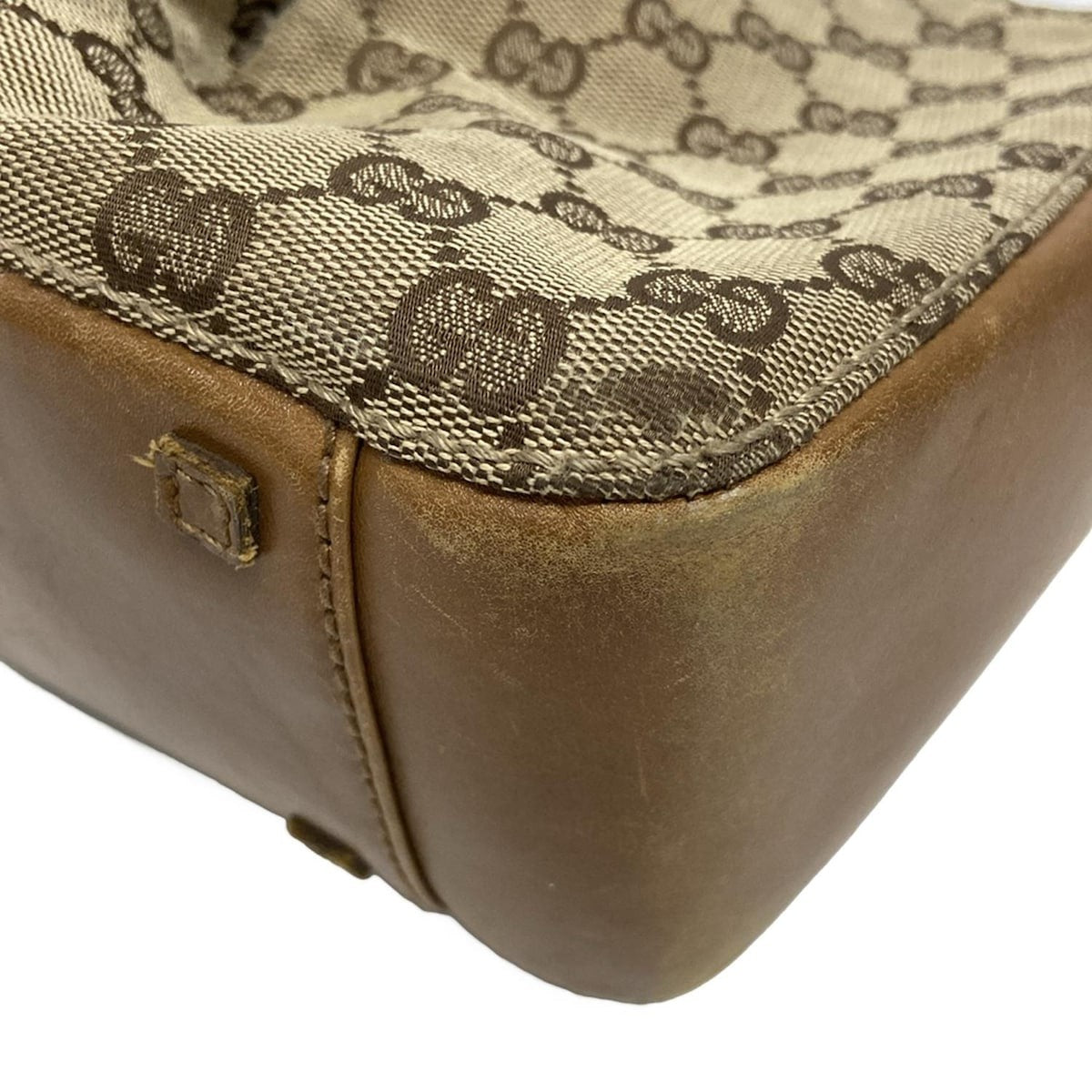 GUCCI Hand Bag Tote Purse GG Jacquard Leather Beige Brown Authentic