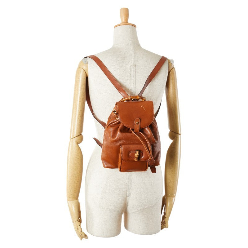 GUCCI Backpack Bamboo Leather Brown Authentic