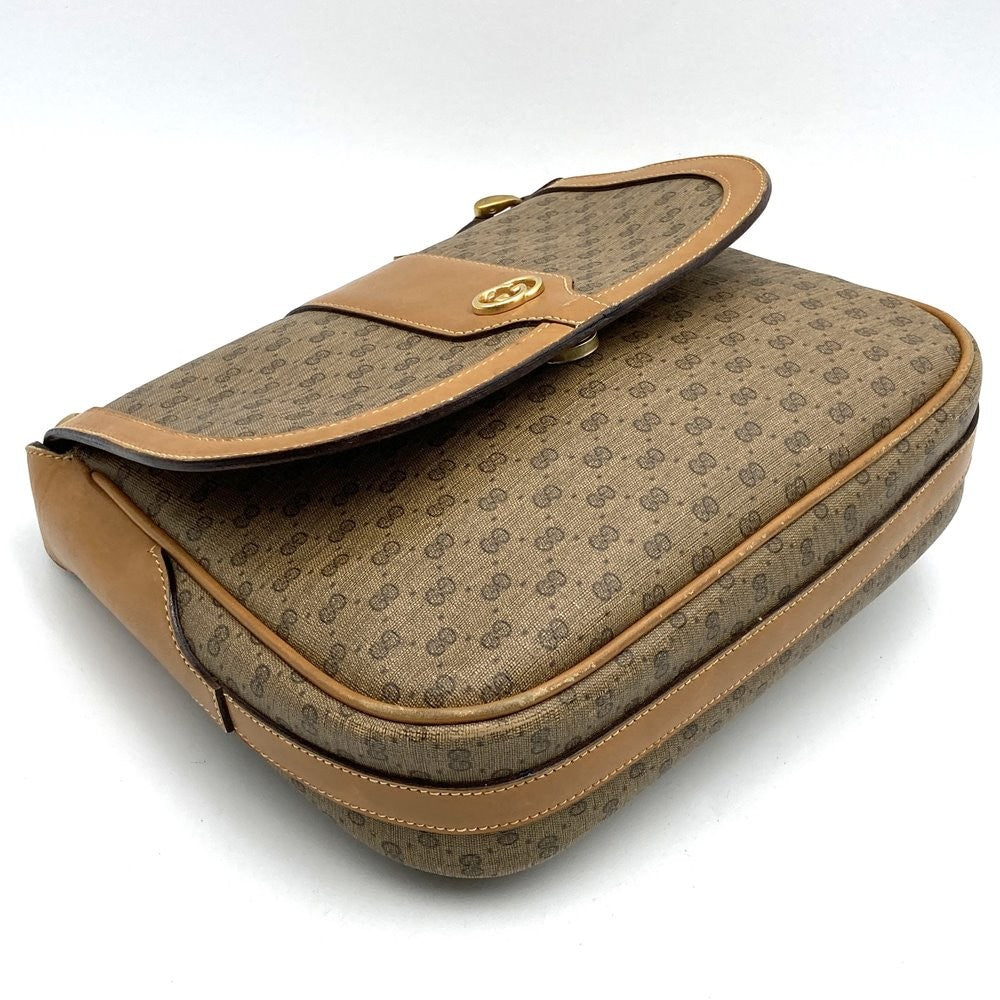 GUCCI Shoulder Bag Purse GG PVC Leather Brown Authentic