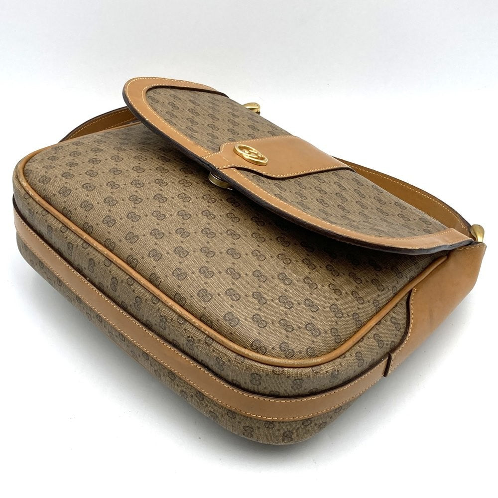 GUCCI Shoulder Bag Purse GG PVC Leather Brown Authentic