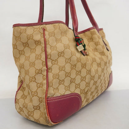 GUCCI Hand Bag Tote Purse GG Canvas Beige Red Authentic
