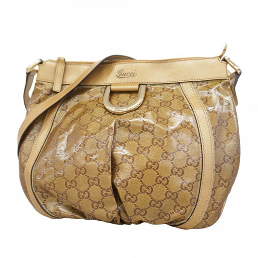 GUCCI Shoulder Bag Purse GG Coated Canvas Beige Authentic