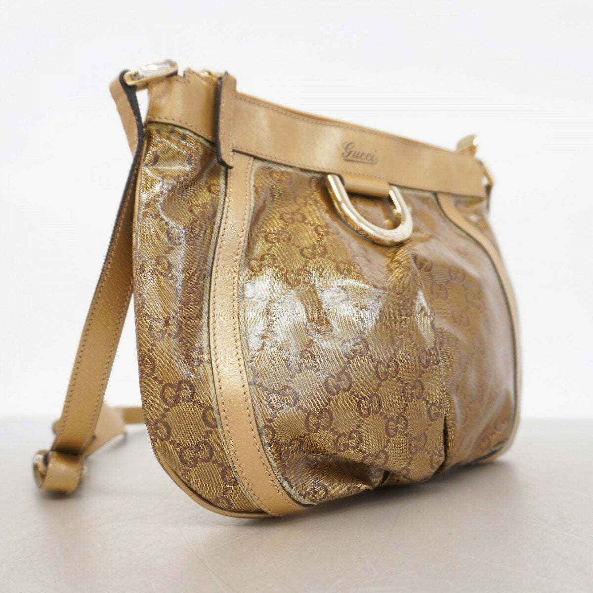 GUCCI Shoulder Bag Purse GG Coated Canvas Beige Authentic