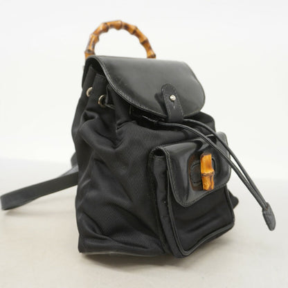 GUCCI Backpack Bamboo Nylon Black Authentic