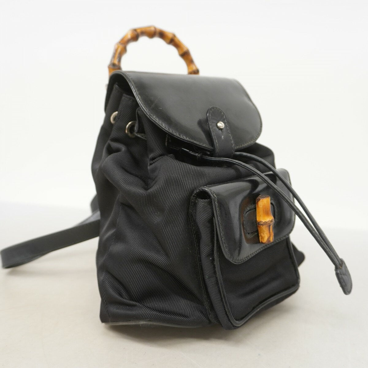 GUCCI Backpack Bamboo Nylon Black Authentic