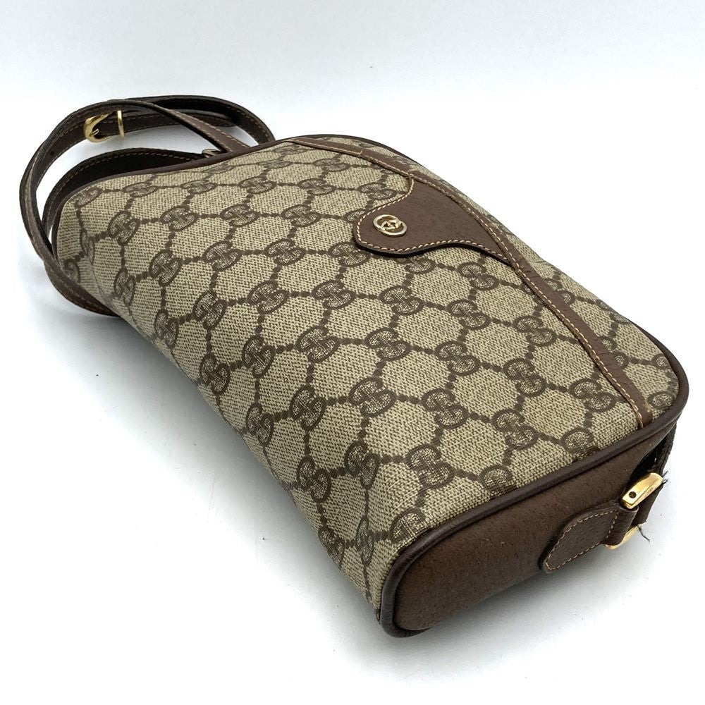 GUCCI Shoulder Bag Purse GG Supreme Canvas Leather Beige Authentic