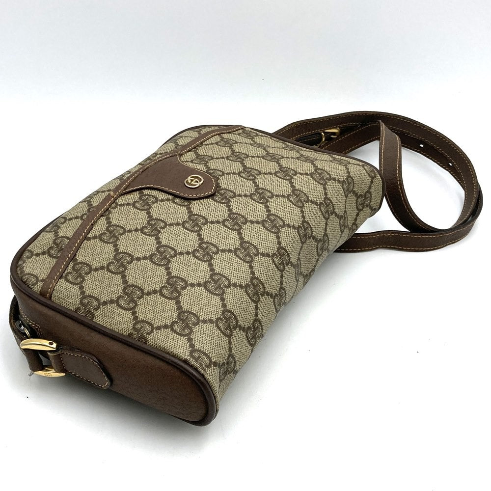 GUCCI Shoulder Bag Purse GG Supreme Canvas Leather Beige Authentic
