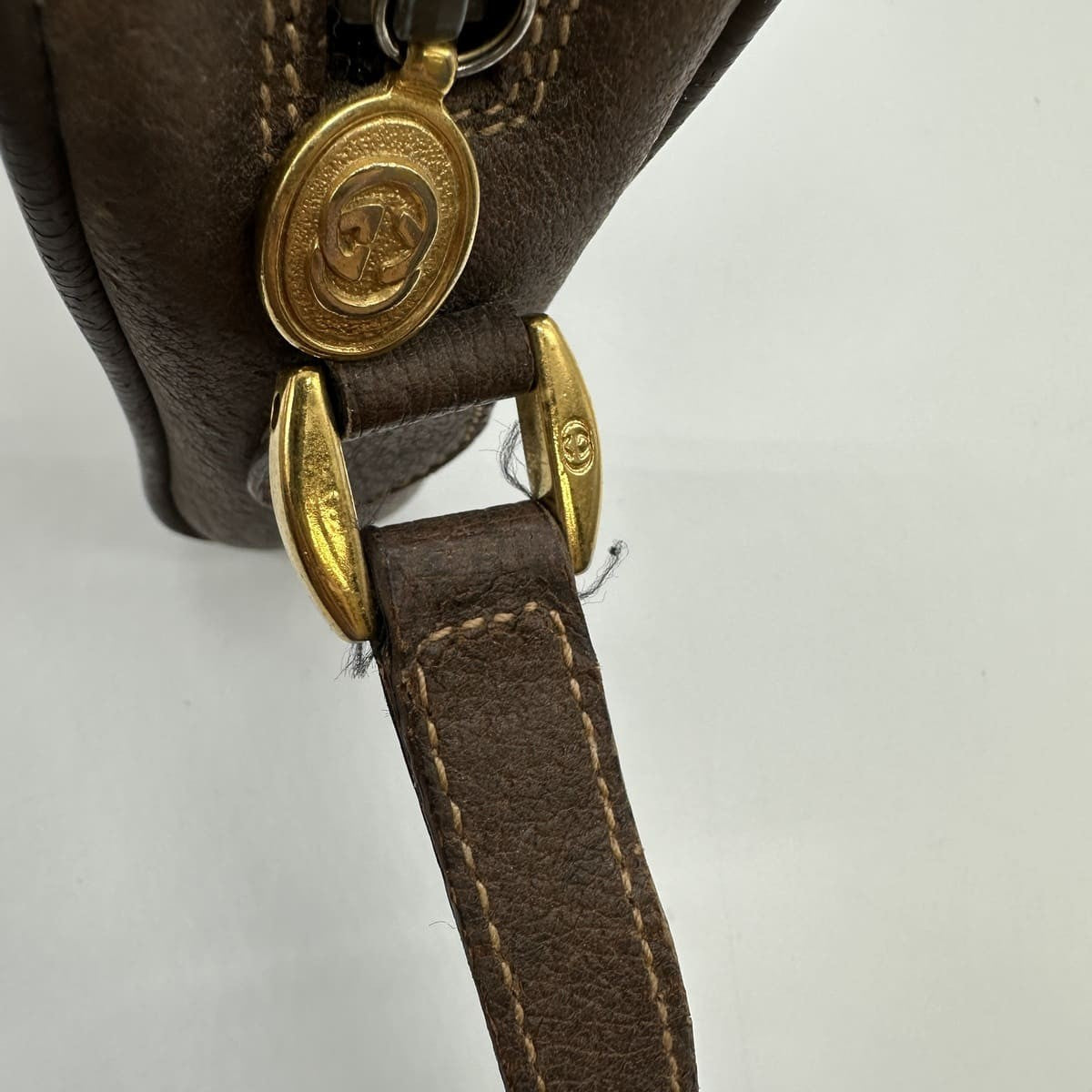 GUCCI Shoulder Bag Purse GG Supreme Canvas Leather Beige Authentic