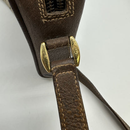 GUCCI Shoulder Bag Purse GG Supreme Canvas Leather Beige Authentic
