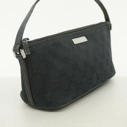 GUCCI Accessory Pouch Hand Pouch GG Canvas Black Authentic
