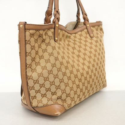 GUCCI Hand Bag Tote Purse GG Canvas Beige Brown Authentic