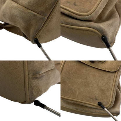 GUCCI Backpack Bamboo Suede Beige Authentic