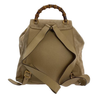 GUCCI Backpack Bamboo Suede Beige Authentic