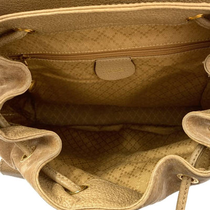 GUCCI Backpack Bamboo Suede Beige Authentic