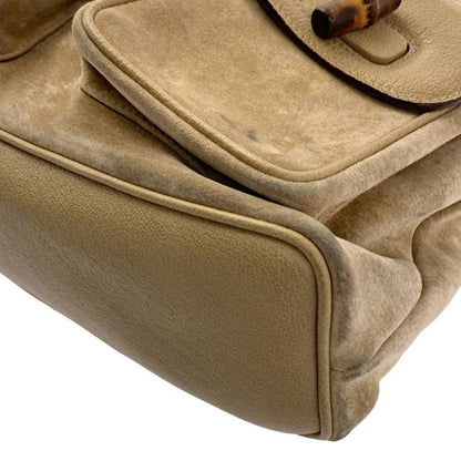 GUCCI Backpack Bamboo Suede Beige Authentic