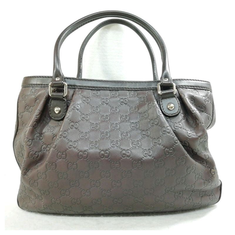 GUCCI Hand Bag Tote Purse GG Leather Brown Authentic