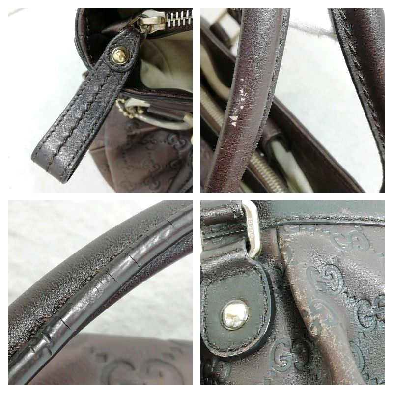 GUCCI Hand Bag Tote Purse GG Leather Brown Authentic