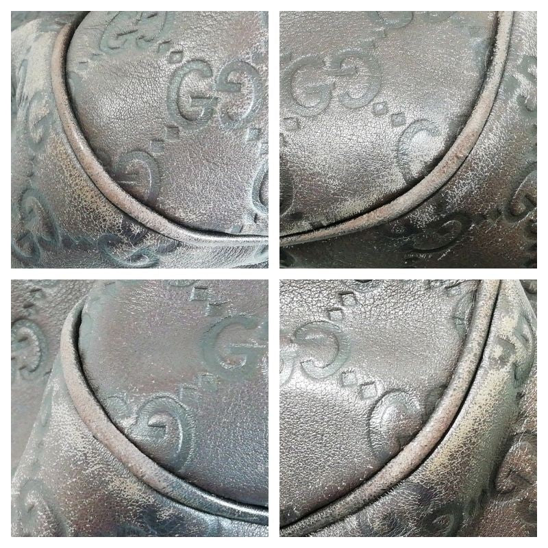 GUCCI Hand Bag Tote Purse GG Leather Brown Authentic