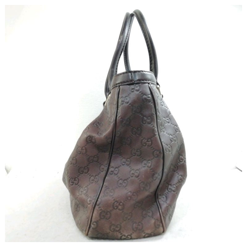 GUCCI Hand Bag Tote Purse GG Leather Brown Authentic