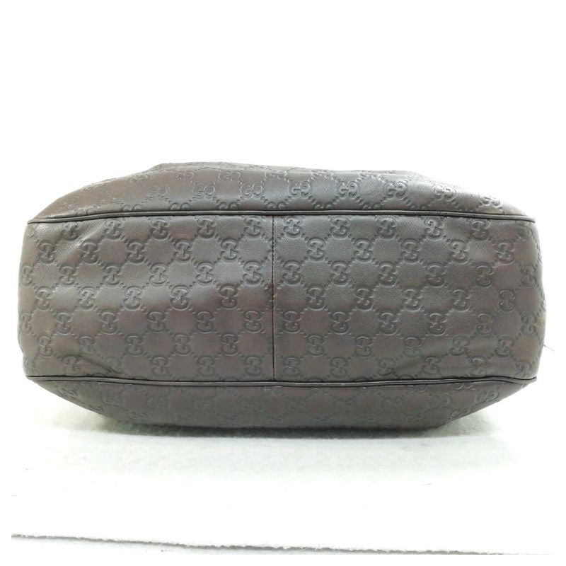 GUCCI Hand Bag Tote Purse GG Leather Brown Authentic