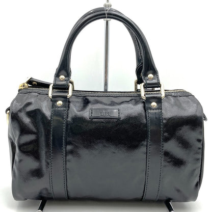 GUCCI Hand Bag Tote Purse Mini Boston Nylon Leather Black Authentic