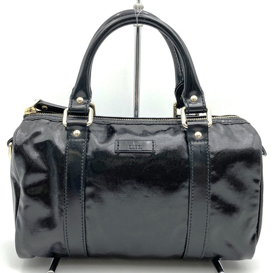 GUCCI Hand Bag Tote Purse Mini Boston Nylon Leather Black Authentic