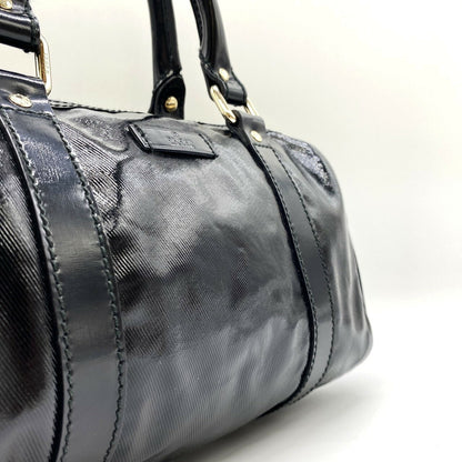 GUCCI Hand Bag Tote Purse Mini Boston Nylon Leather Black Authentic