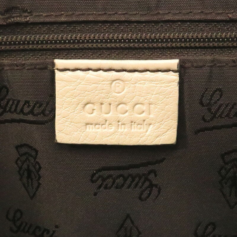 GUCCI Hand Bag Tote Purse GG Canvas Leather Beige White Authentic