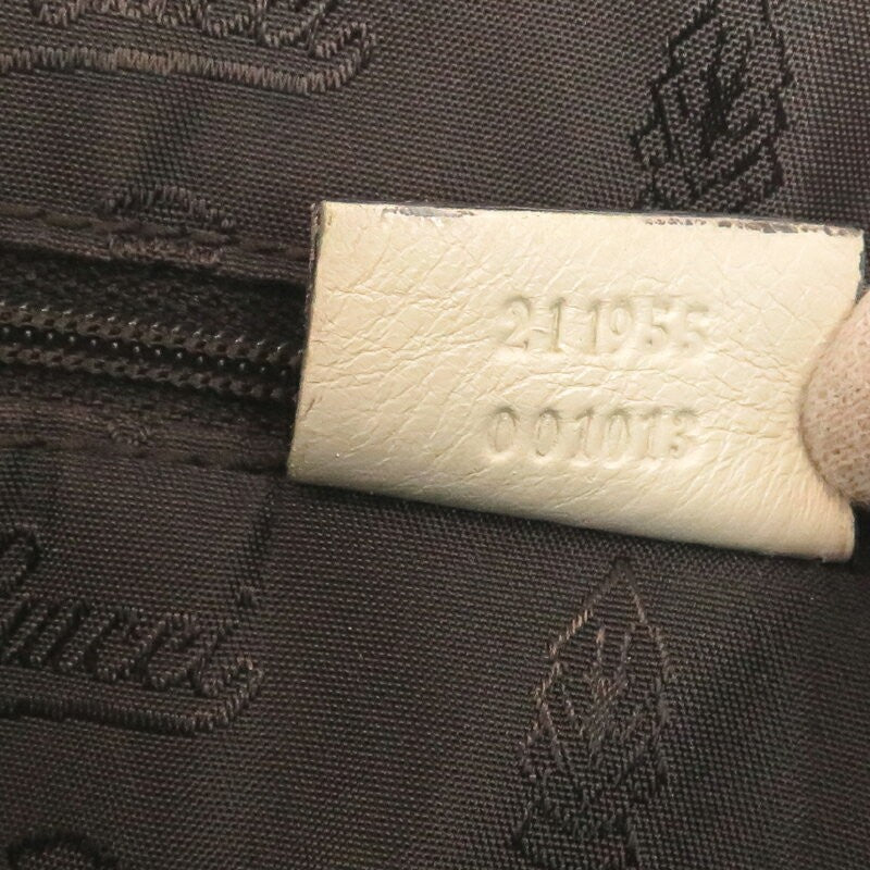 GUCCI Hand Bag Tote Purse GG Canvas Leather Beige White Authentic
