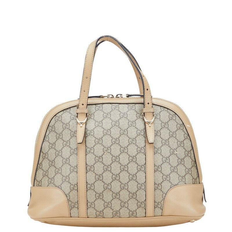 GUCCI Hand Bag Tote Purse GG Supreme PVC Leather Beige Brown Authentic