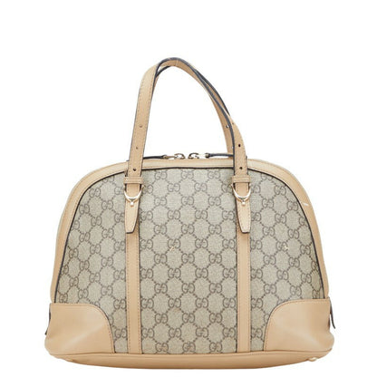GUCCI Hand Bag Tote Purse GG Supreme PVC Leather Beige Brown Authentic