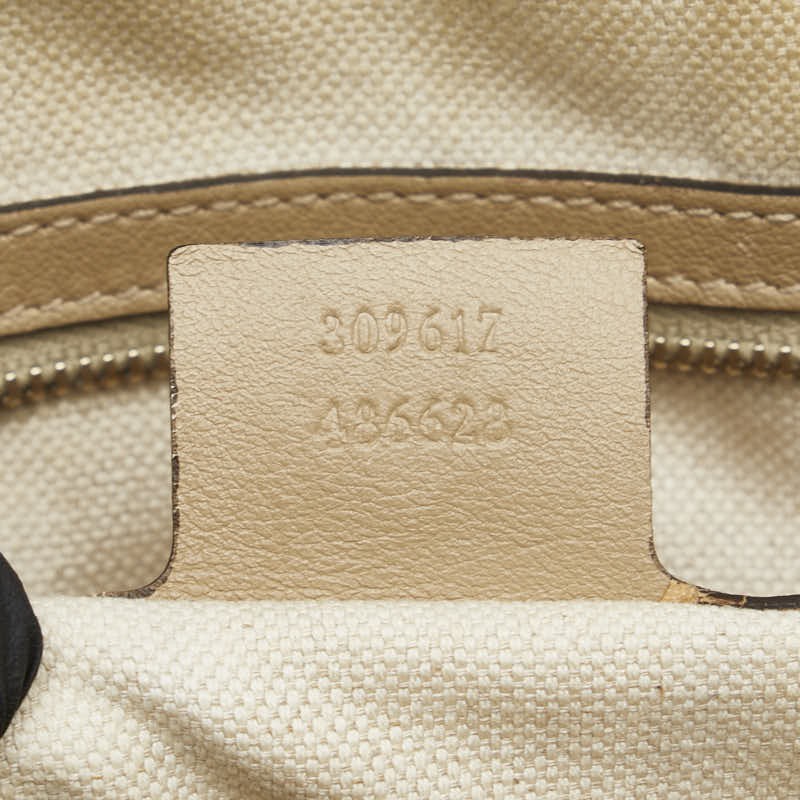 GUCCI Hand Bag Tote Purse GG Supreme PVC Leather Beige Brown Authentic
