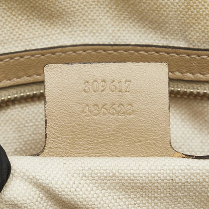 GUCCI Hand Bag Tote Purse GG Supreme PVC Leather Beige Brown Authentic