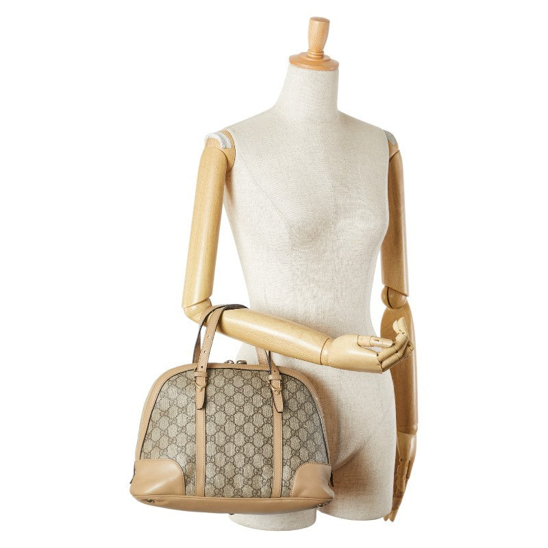 GUCCI Hand Bag Tote Purse GG Supreme PVC Leather Beige Brown Authentic