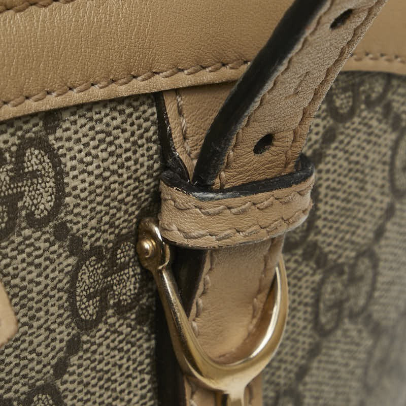GUCCI Hand Bag Tote Purse GG Supreme PVC Leather Beige Brown Authentic