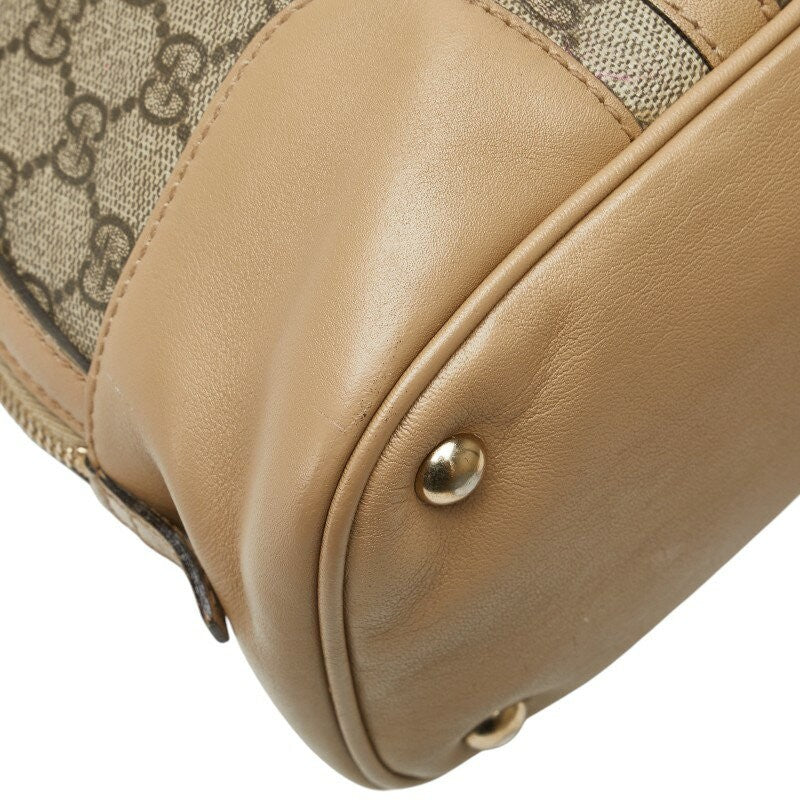 GUCCI Hand Bag Tote Purse GG Supreme PVC Leather Beige Brown Authentic
