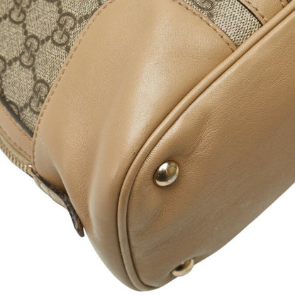 GUCCI Hand Bag Tote Purse GG Supreme PVC Leather Beige Brown Authentic