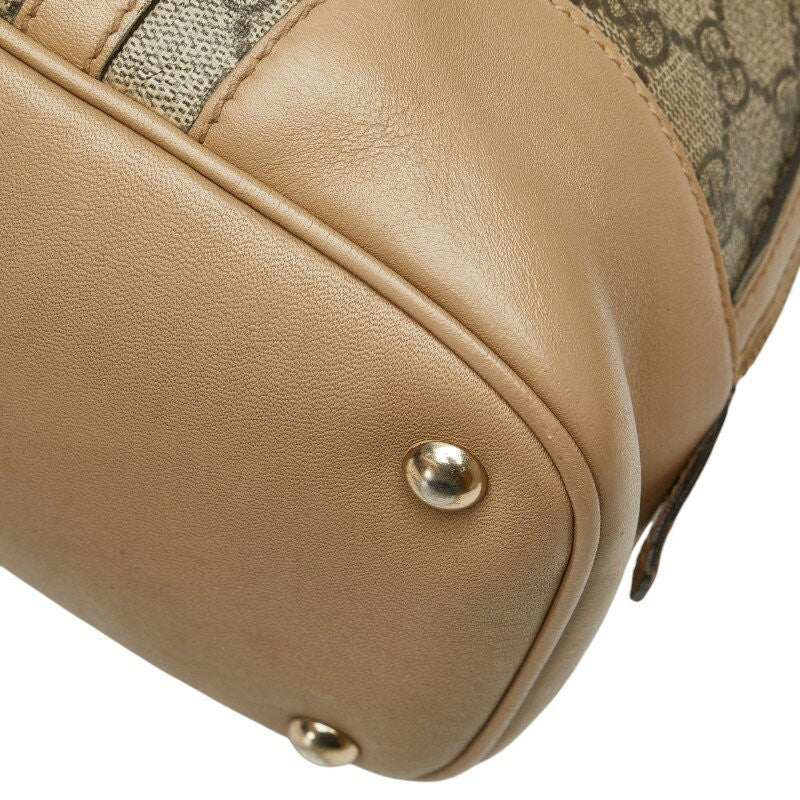 GUCCI Hand Bag Tote Purse GG Supreme PVC Leather Beige Brown Authentic