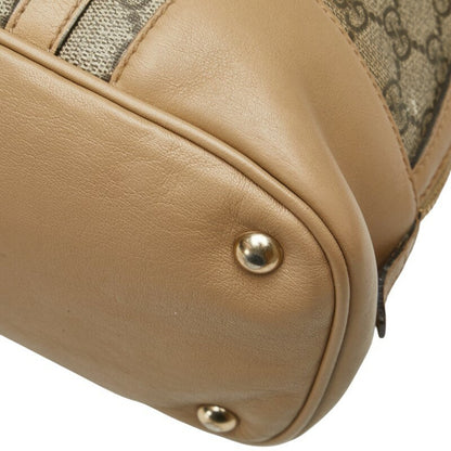 GUCCI Hand Bag Tote Purse GG Supreme PVC Leather Beige Brown Authentic
