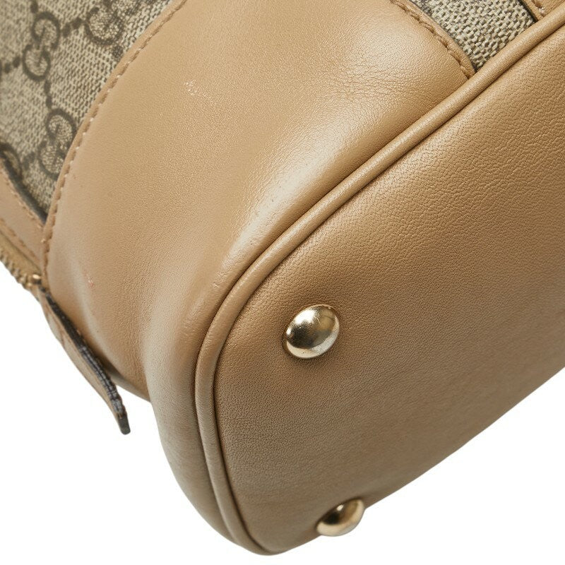 GUCCI Hand Bag Tote Purse GG Supreme PVC Leather Beige Brown Authentic