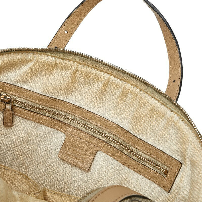 GUCCI Hand Bag Tote Purse GG Supreme PVC Leather Beige Brown Authentic