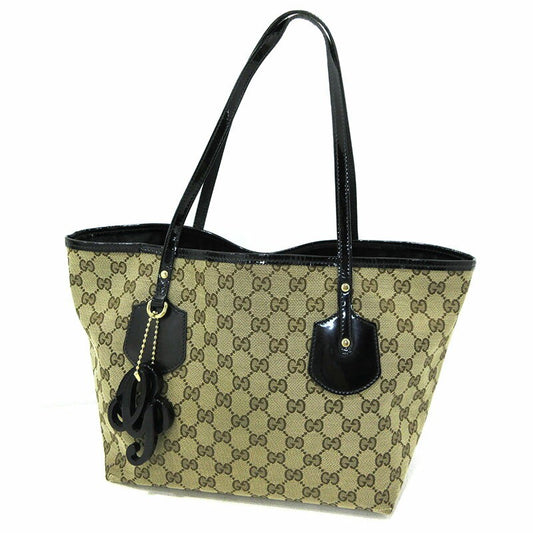 GUCCI Hand Bag Tote Purse GG Canvas Beige Authentic