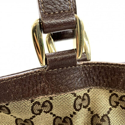 GUCCI Hand Bag Tote Purse GG Canvas Leather Beige Brown Authentic